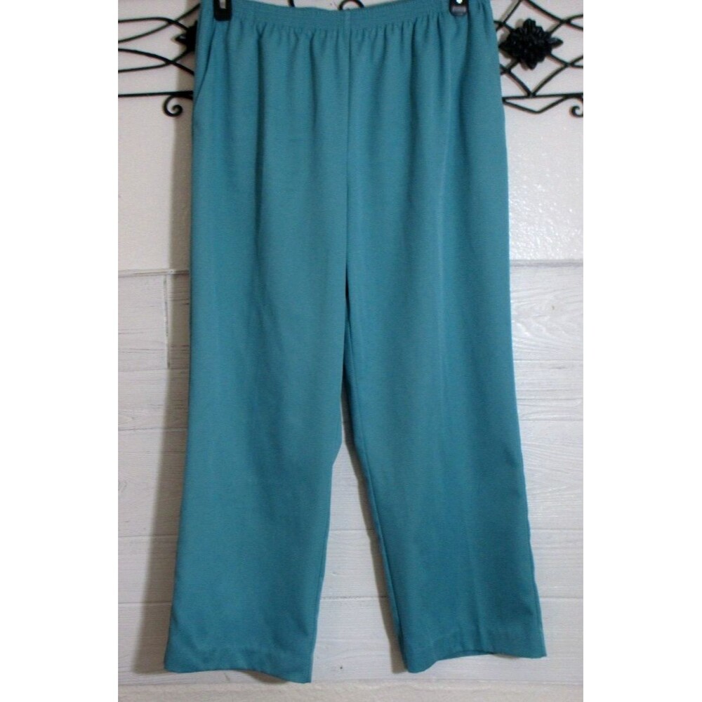 Alfred Dunner Women's Pants Size 16 Teal Blue Elastic Waist